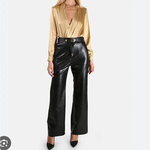 Nanushka vegan leather black wide leg pants